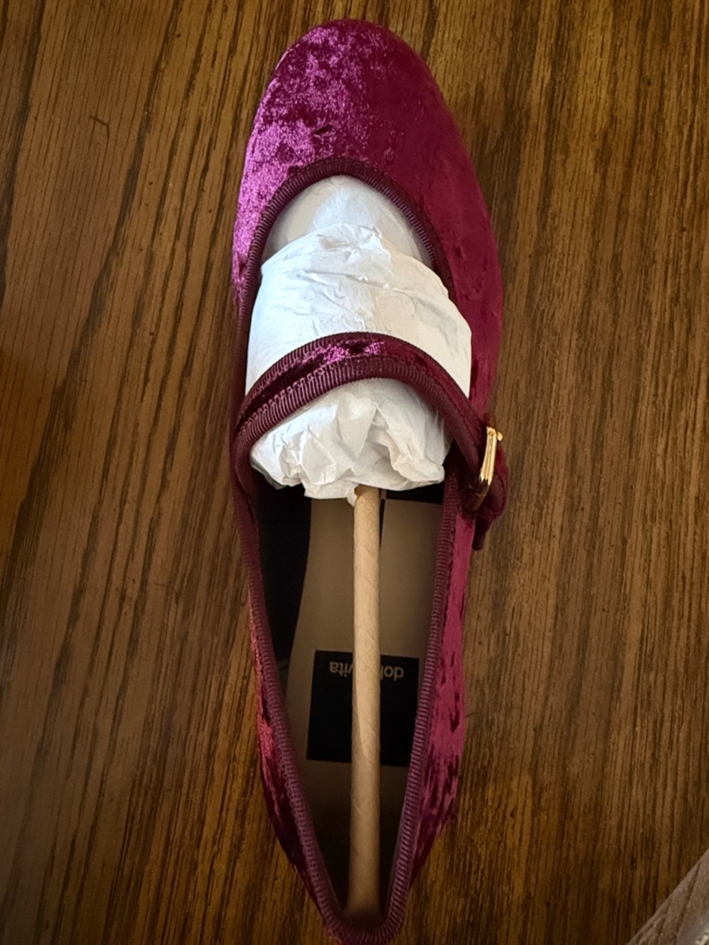 Dolce Vita Roslyn Ballet Flats in Burgundy Velvet - Picture 2 of 3